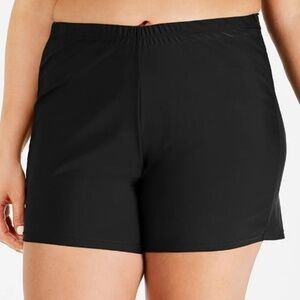 Island Escape Women's Plus Swim Shorts Swimsuit Black NWT 20W